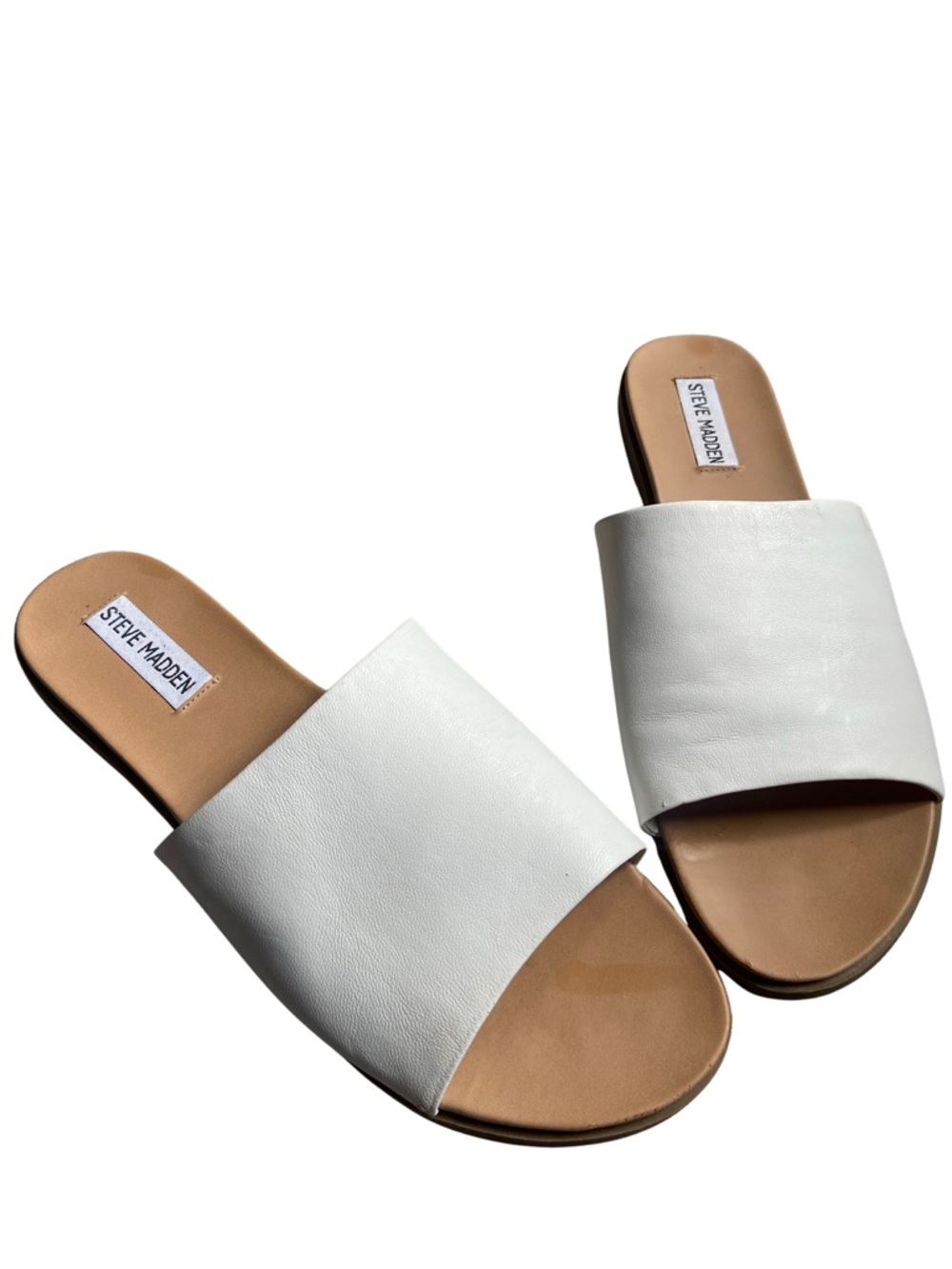 Steve Madden Karolyn White Slide Sandals - Casual Leather Slides